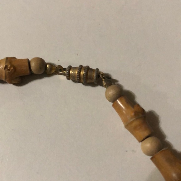 Two Vintage Chunky Bamboo Rustic Bead Necklaces, one by M.E. - Picture 5 of 8